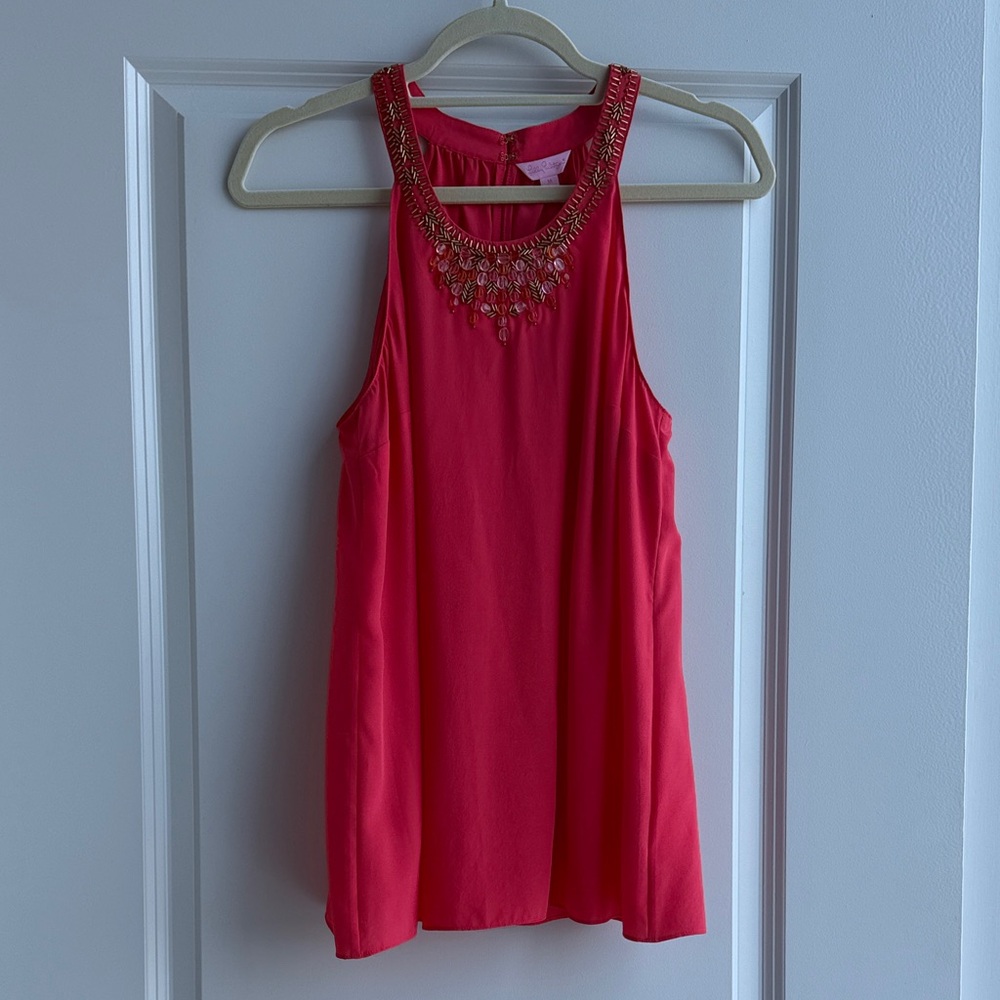 Lilly Pulitzer Coral Embellished Tank Top